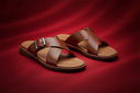 genrate red colored background image about sandals