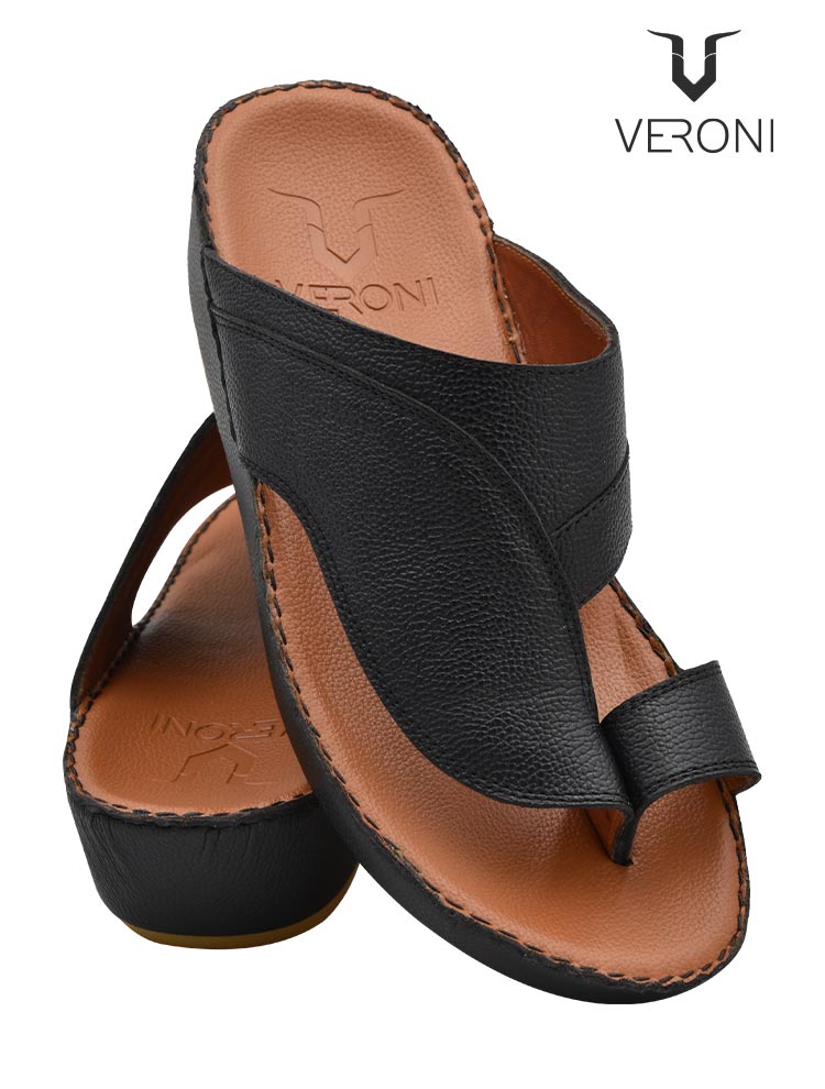 Veroni [VN70] V22-36 Black Tan Gents Sandal