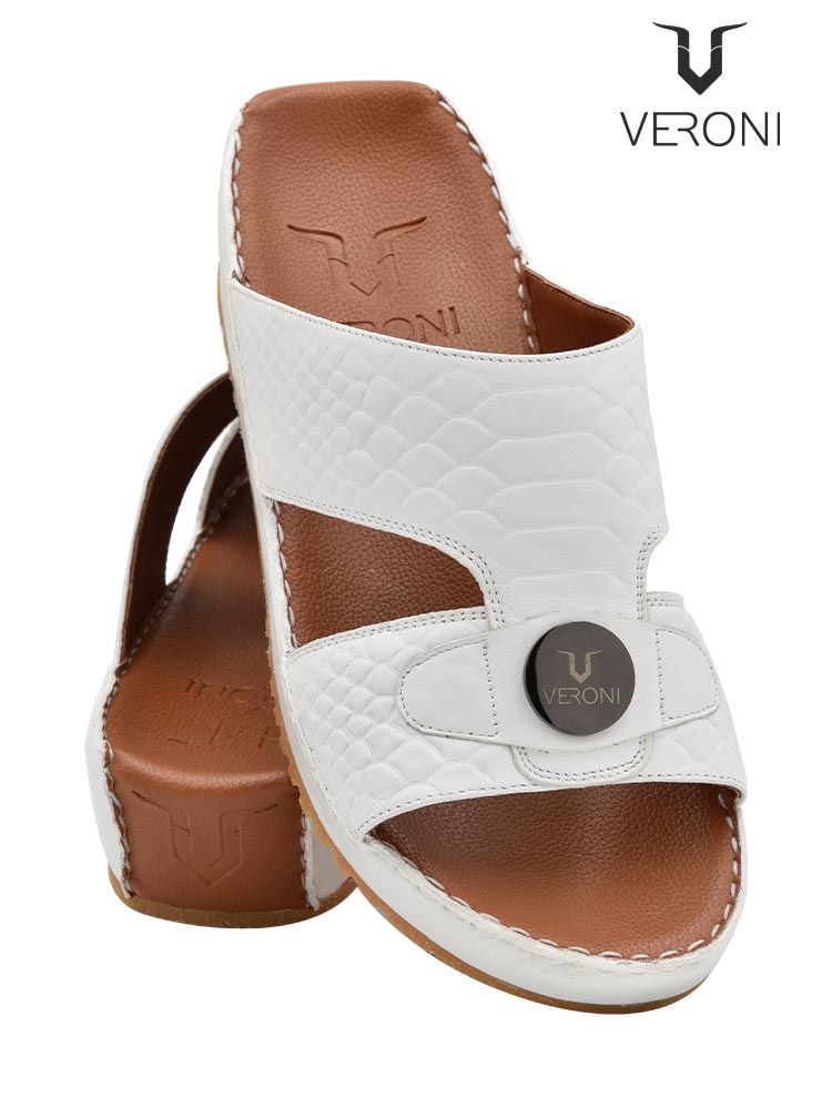 Veroni [V126] V22-32 White Tan Gents Sandal