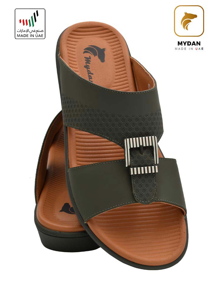 Mydan [MD14] MYD18 Genuine Leather Olive Gents Sandal