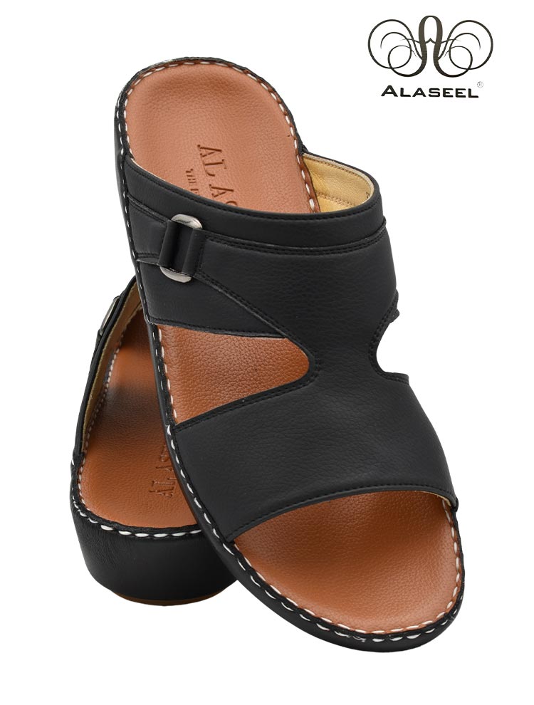 Al Aseel 3008 Black Tan Gents Sandal